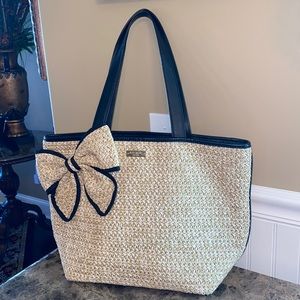 Kate Spade Belle Place Straw Woven Bow Tote